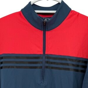 Adidas Golf Climacool Mens Small Quarter Zip Pullover Navy Blue Red Colorblock
